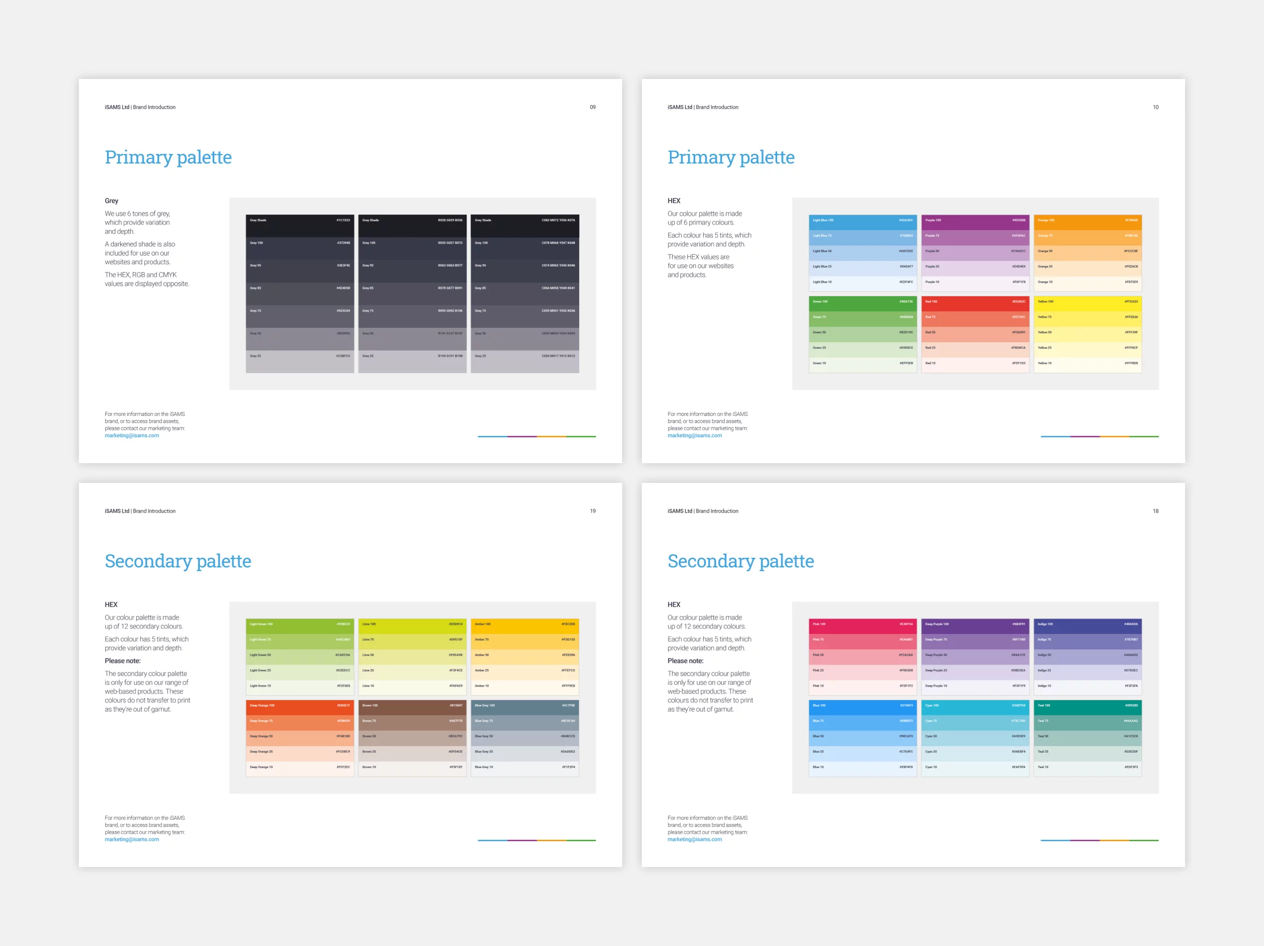 Internal pages of brand guidelines