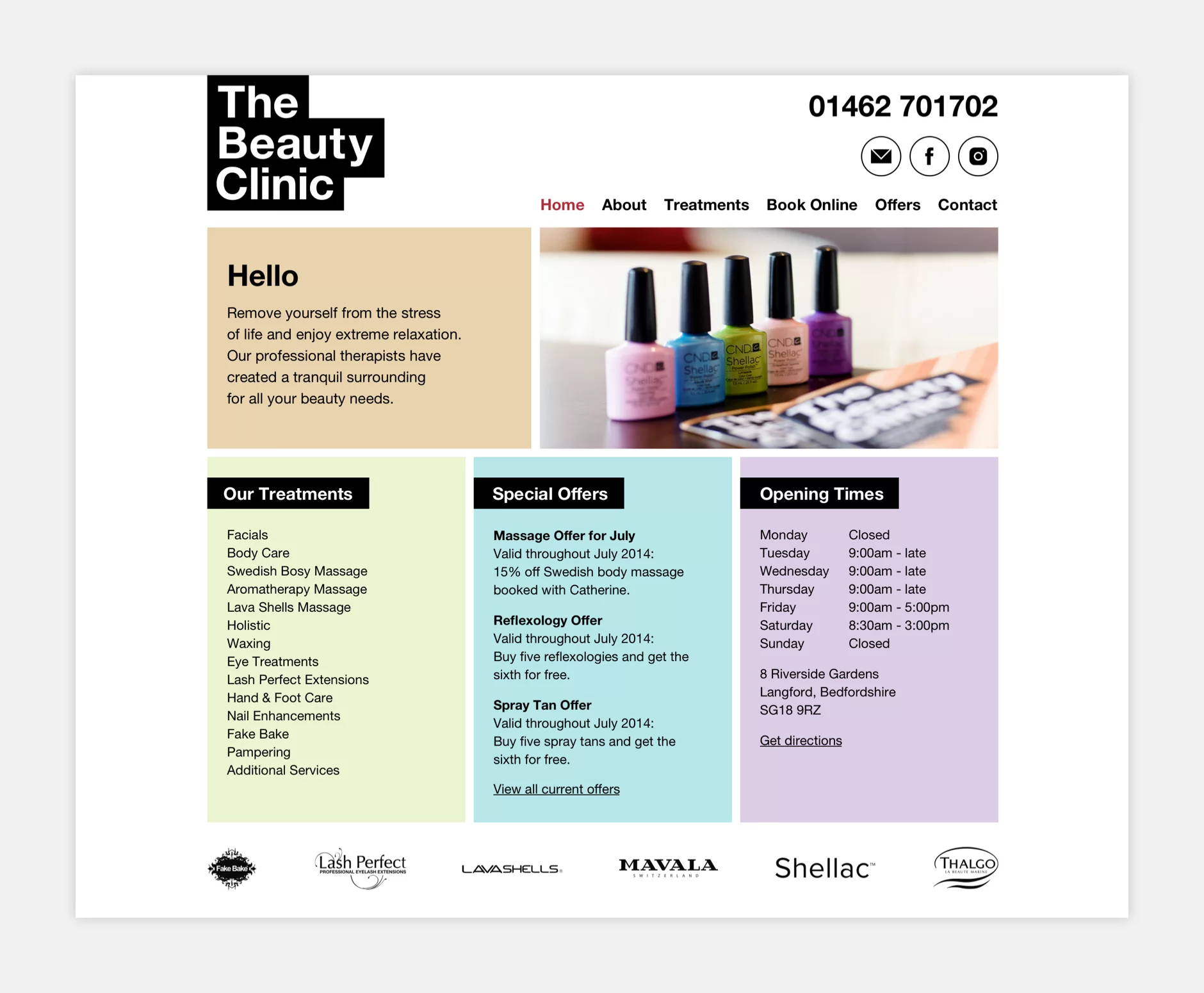 The Beauty Clinic website homepage